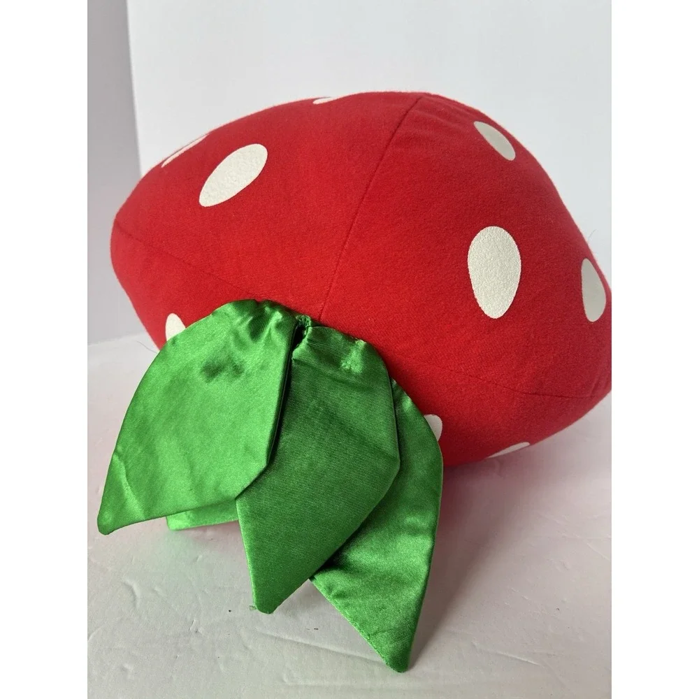 Sonoma Red Strawberry Shaped Throw Pillow Plush Maximalist Home Decor Satin Top